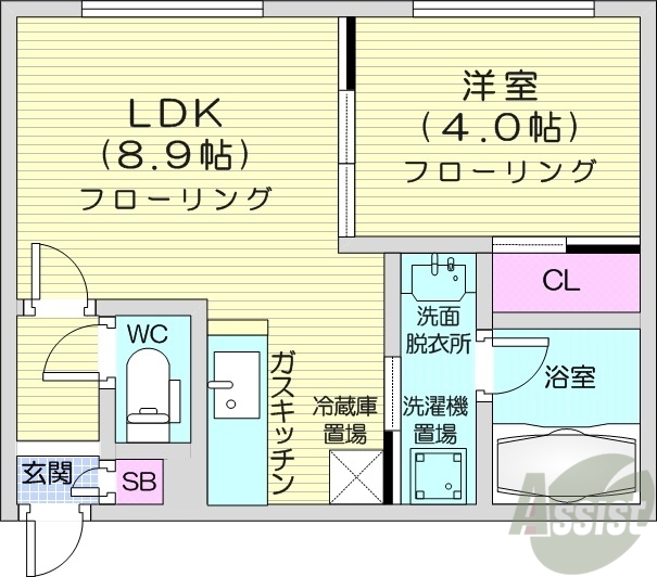 札幌市中央区南八条西のマンションの間取り