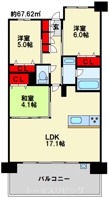 【サンパーク城野駅前EXIAの間取り】