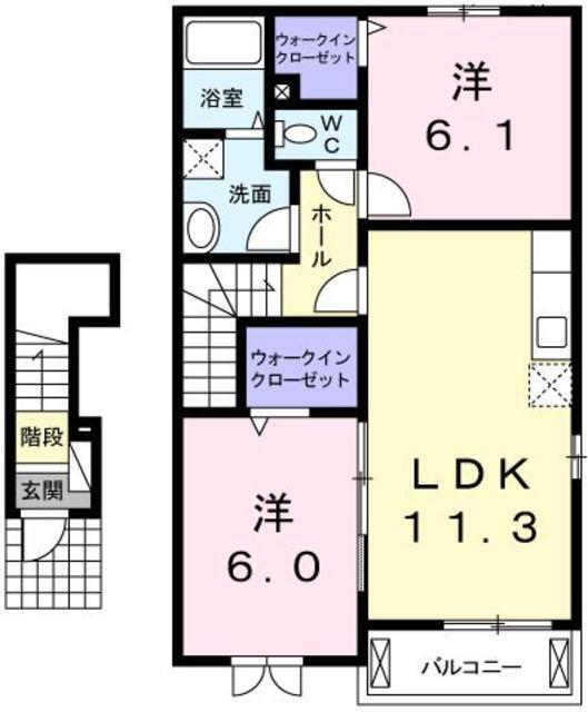 熊本市南区城南町坂野のアパートの間取り