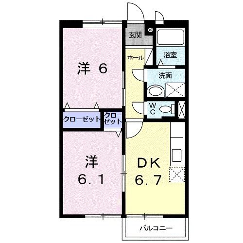 岡山市南区郡のアパートの間取り