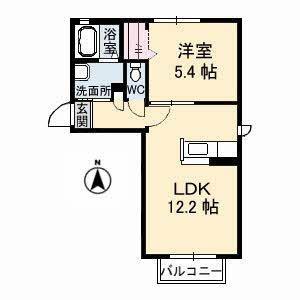 山口市黒川のアパートの間取り