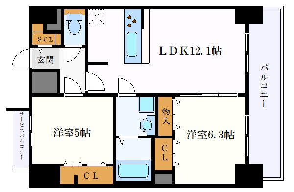 名古屋市中区新栄のマンションの間取り