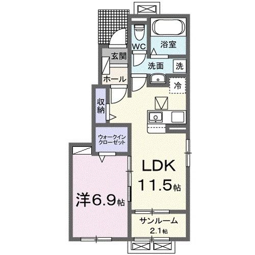 金沢市直江西のアパートの間取り