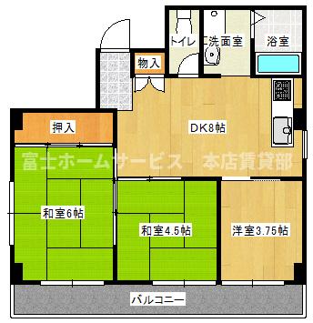 大阪市住吉区苅田のマンションの間取り