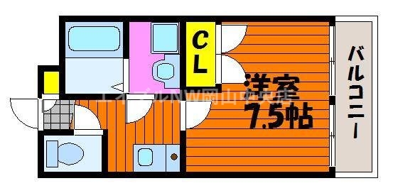 岡山市北区大供のマンションの間取り