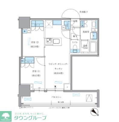 中央区東日本橋のマンションの間取り