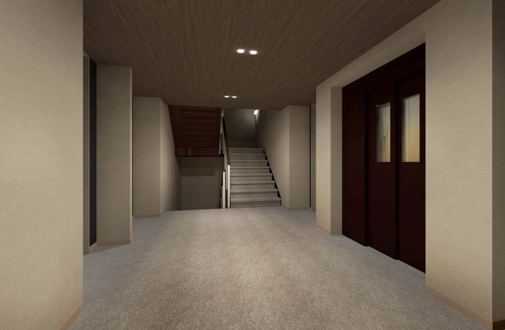 建物外観　完成予想図（共用廊下）