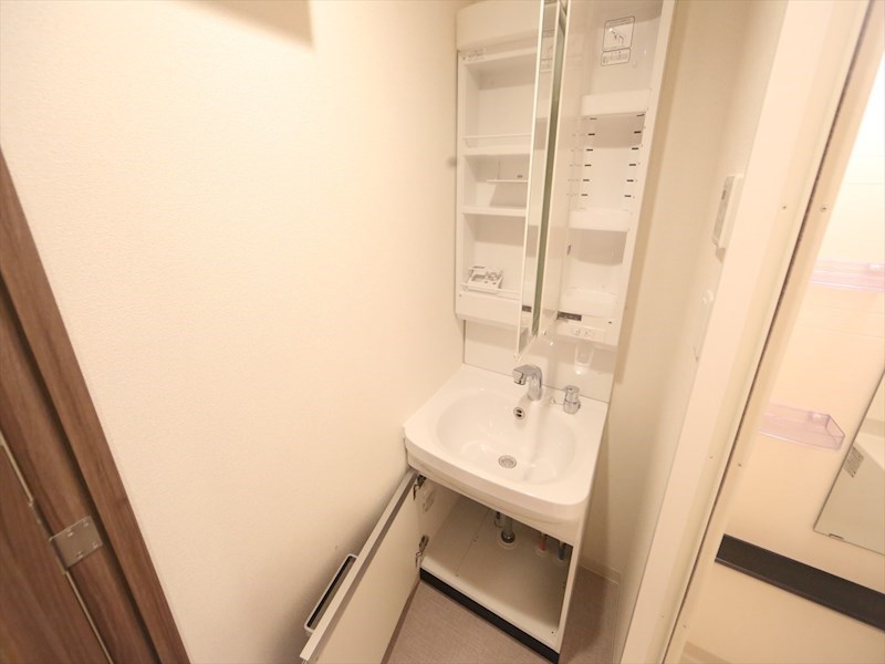 洗面設備　脱衣所　独立洗面台（シャンプードレッサー付）収納スペース有