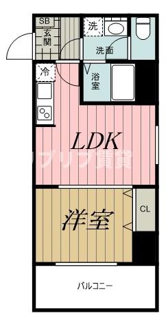 ＪＲ総武線 千葉駅 徒歩10分 9階建 築3年の間取り写真