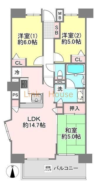 つくばエクスプレス 六町駅 徒歩8分 12階建 築17年の間取り写真