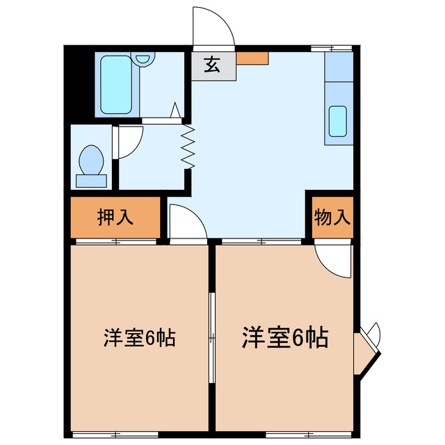 佐野市赤坂町のアパートの間取り