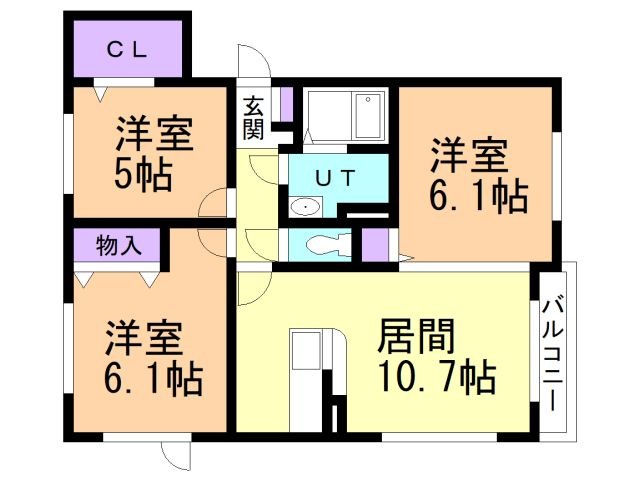 函館市海岸町のマンションの間取り