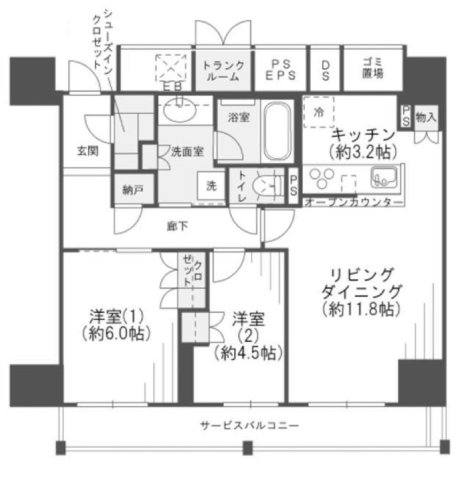 シエリアタワー大阪福島の間取り