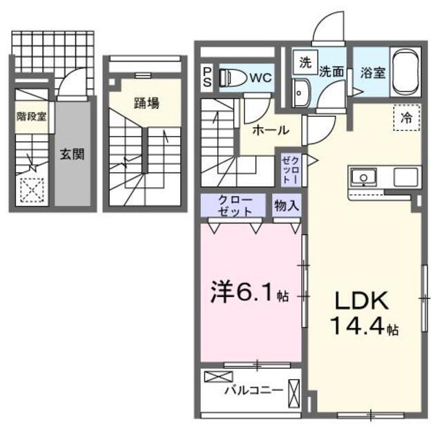 南アルプス市藤田のアパートの間取り