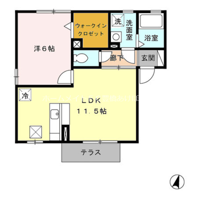 ローズコート西山　Bの間取り