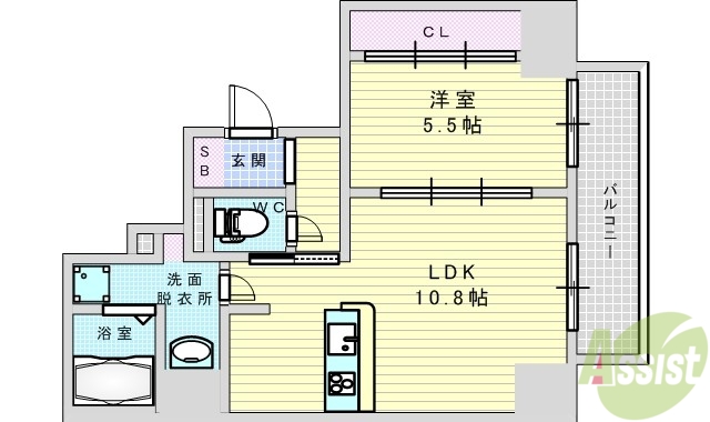 大阪市淀川区東三国のマンションの間取り