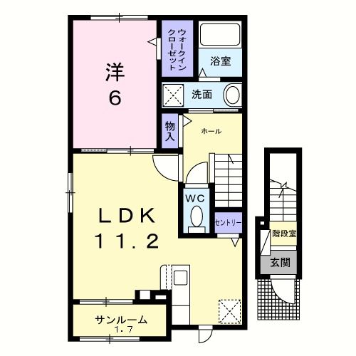 泉佐野市羽倉崎上町のアパートの間取り