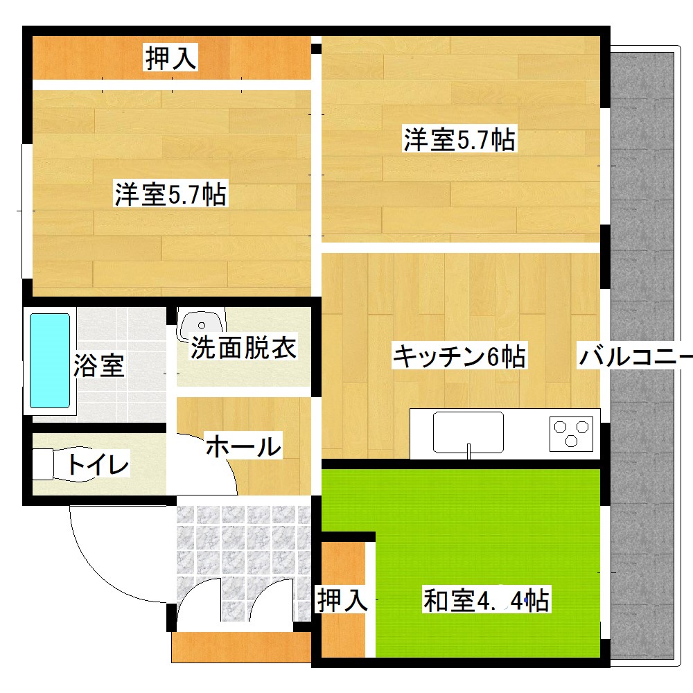 ビレッジハウス勝平2号棟の間取り