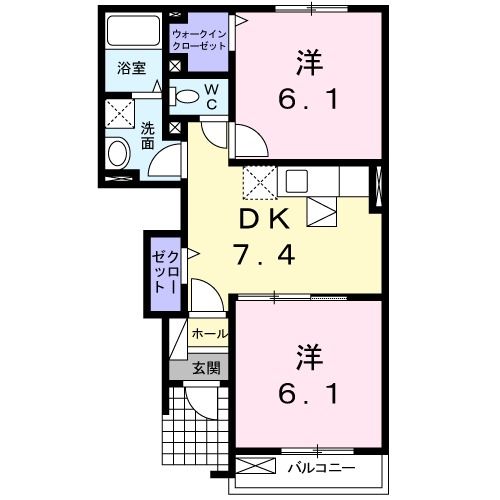 【鹿児島市山田町のアパートの間取り】