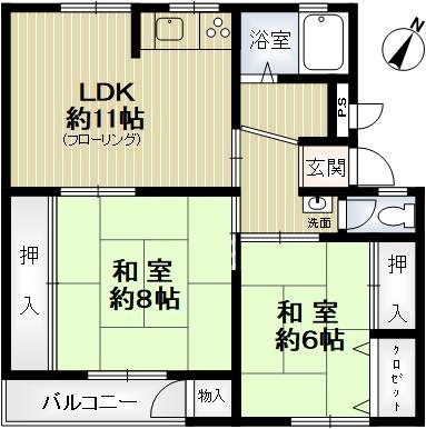 渦ケ森コーポ１９号館の間取り