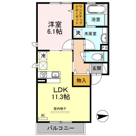 東大阪市喜里川町のアパートの間取り