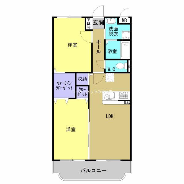 鳥栖市本鳥栖町のマンションの間取り