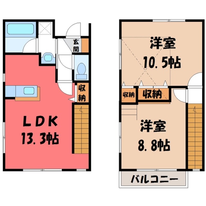 【宇都宮市泉が丘のアパートの間取り】