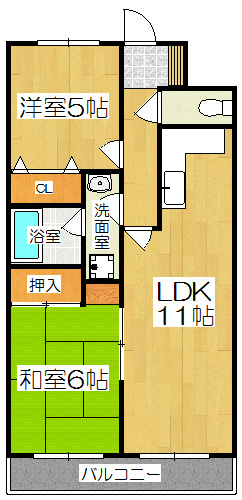 【京都市右京区常盤一ノ井町のマンションの間取り】