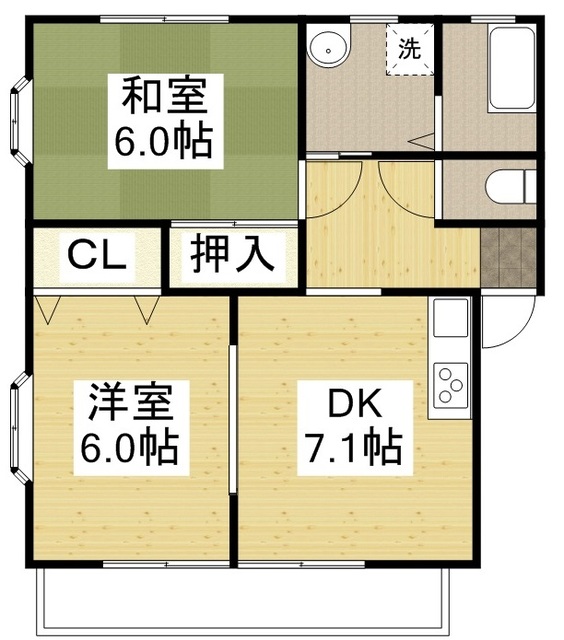 福山市草戸町のアパートの間取り