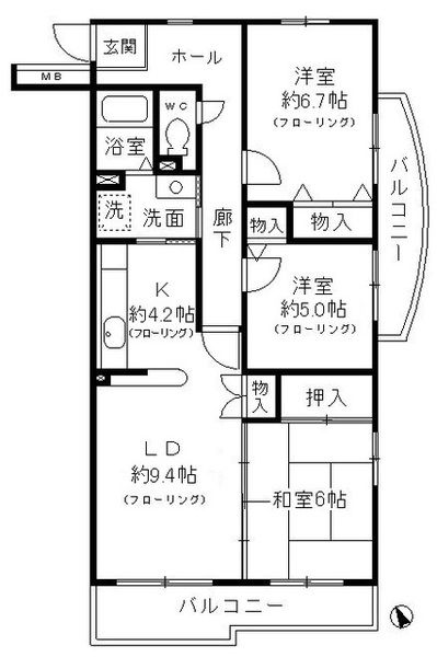 小金井市梶野町のマンションの間取り