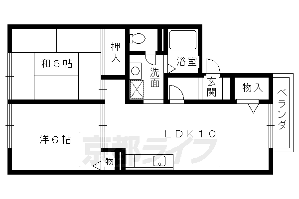 京都市北区大宮田尻町のアパートの間取り