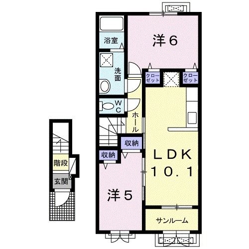 長岡市曲新町のアパートの間取り