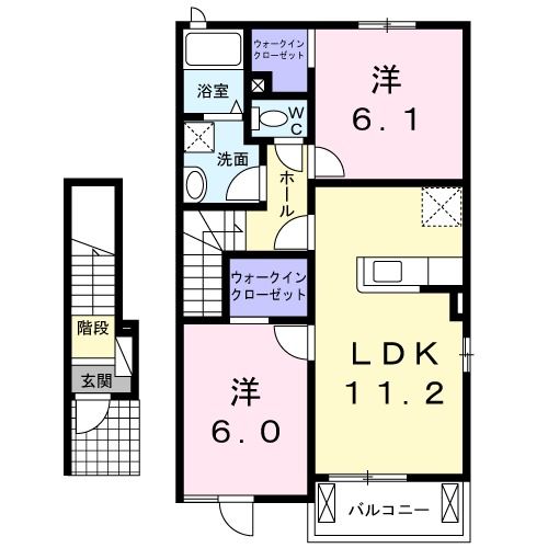 【熊本市西区谷尾崎町のアパートの間取り】