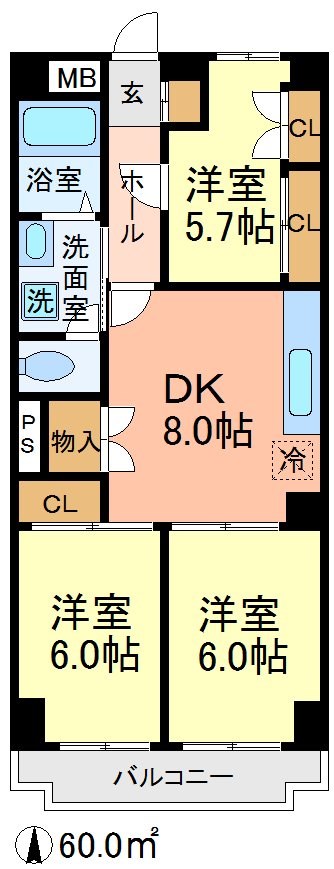 世田谷区千歳台のマンションの間取り