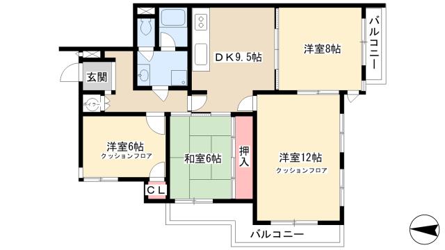 ライオンズマンション扇町の間取り