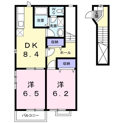 太田市東長岡町のアパートの間取り