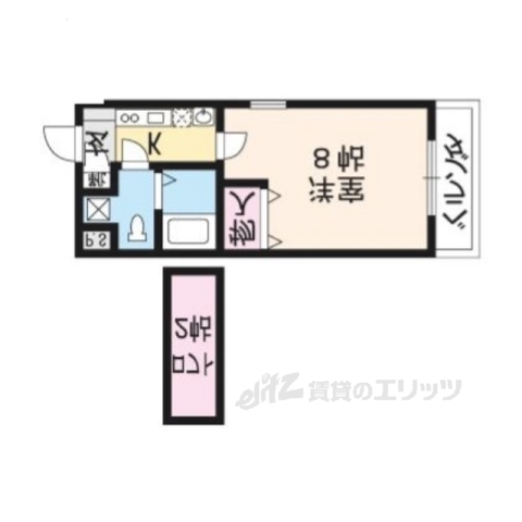 京都市左京区上高野池ノ内町のマンションの間取り