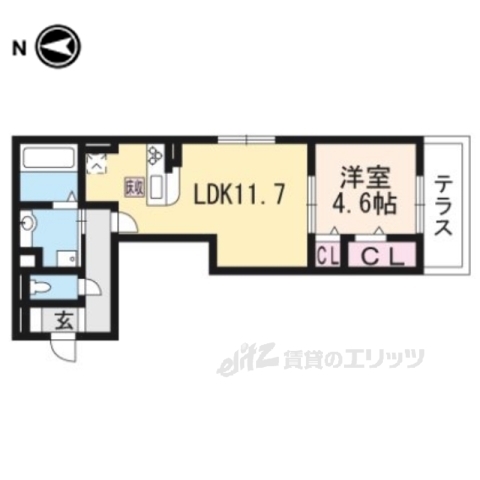 城陽市平川のアパートの間取り