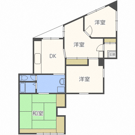 札幌市中央区宮の森一条のアパートの間取り