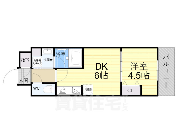 京都市南区唐橋経田町のマンションの間取り