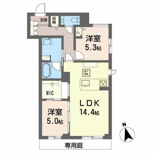 熊本市中央区帯山のアパートの間取り