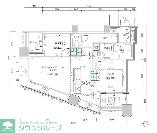 中央区勝どきのマンションの間取り