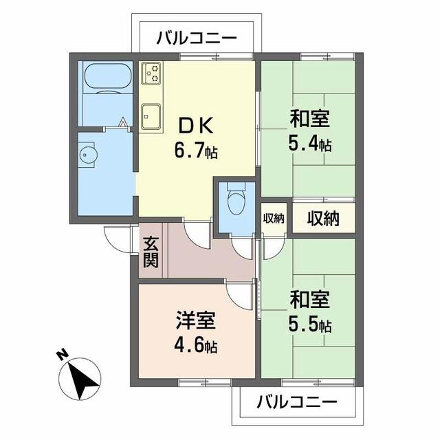 プラシーボＵｊｉＡ棟の間取り