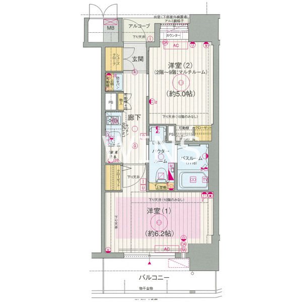 福岡市中央区清川のマンションの間取り