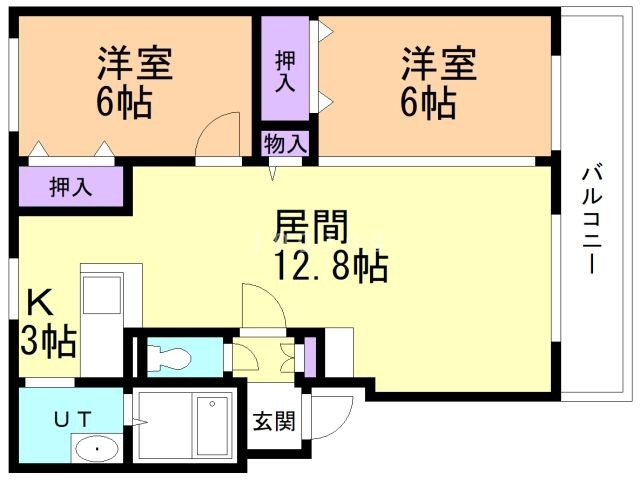 札幌市西区西野五条のマンションの間取り