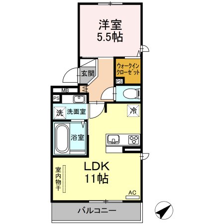 熊本市東区御領のアパートの間取り