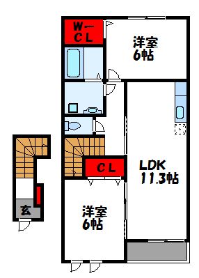 ＪＲ鹿児島本線 東郷駅 徒歩19分 2階建 築16年の間取り写真