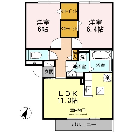 豊川市中野川町のアパートの間取り