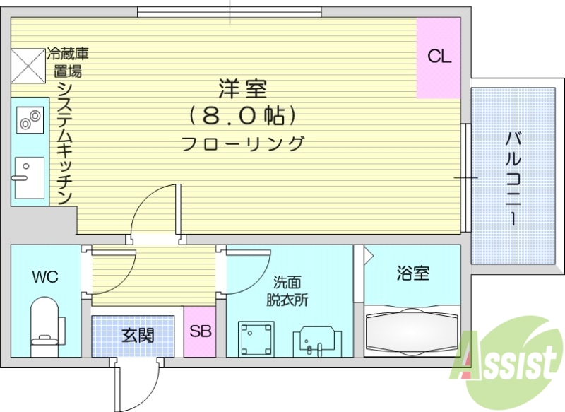 仙台市青葉区霊屋下のマンションの間取り