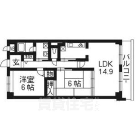 京都市西京区樫原宇治井西町のマンションの間取り